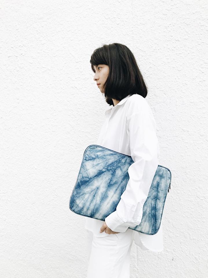 Customised Indigo tie-dye laptop sleeve