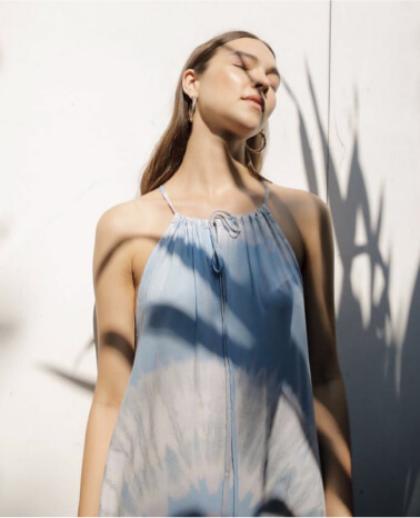 blue tie-dye shift dress