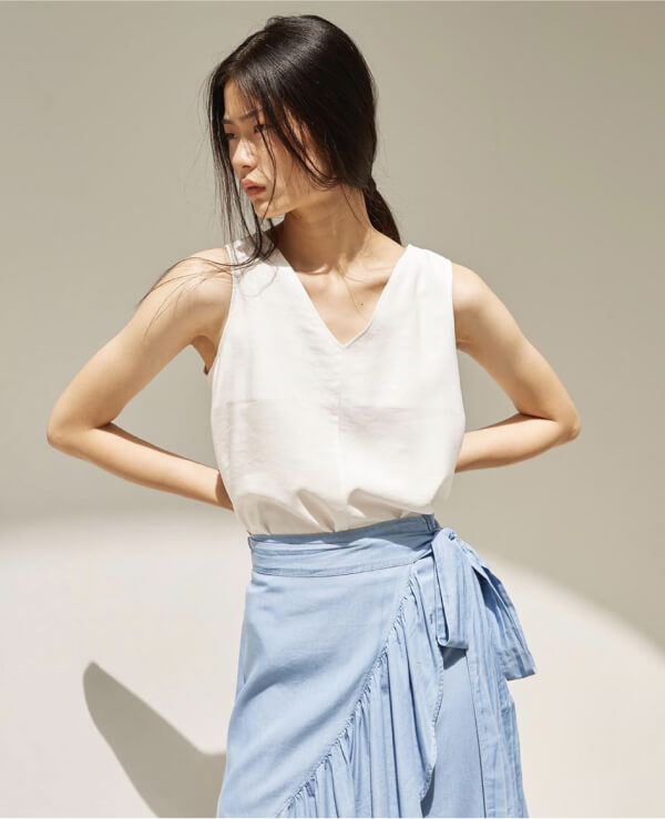 Pastel blue ruffled wrap skirt
