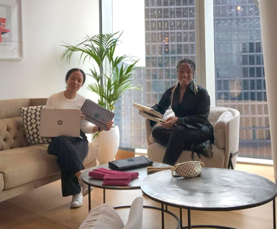 Deepwear Team checking Bag samples in our London office